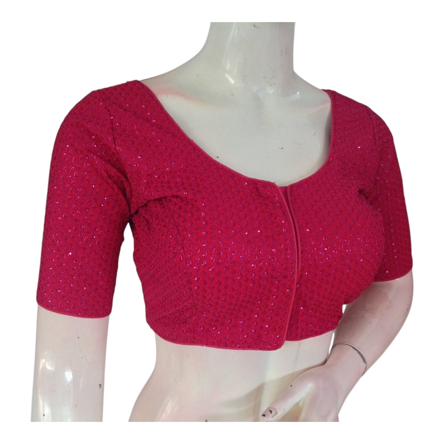 Exquisite Pink Color Semi Silk Designer Readymade Saree Blouse