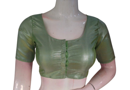 Light Pastel Green Plain Tissue Silk Readymade Blouse | Indian Ethnic Wear