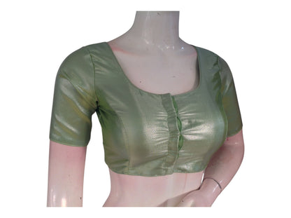 Light Pastel Green Plain Tissue Silk Readymade Blouse | Indian Ethnic Wear