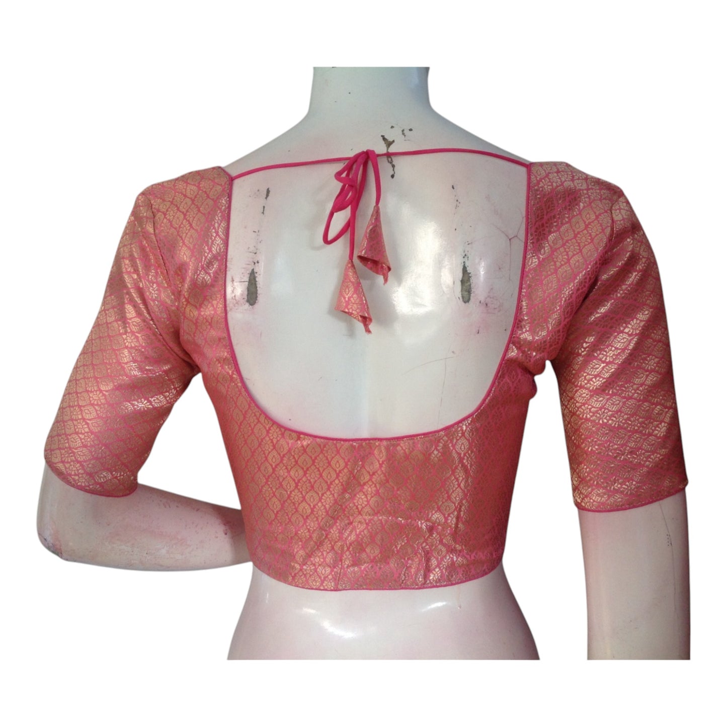 Soft and Romantic Pastel Pink Color Brocade Silk Readymade Saree Blouse