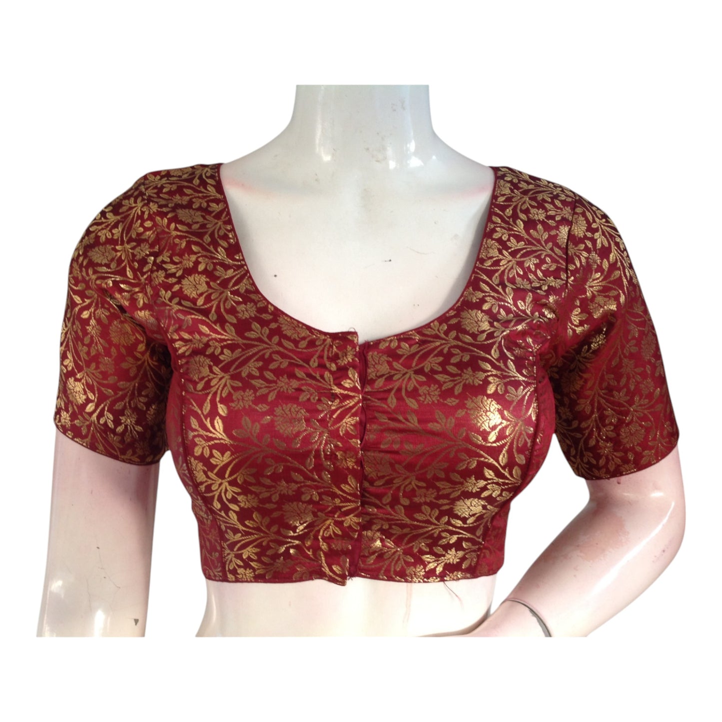 Versatile Maroon Color Brocade Silk Blouse - Ready Made