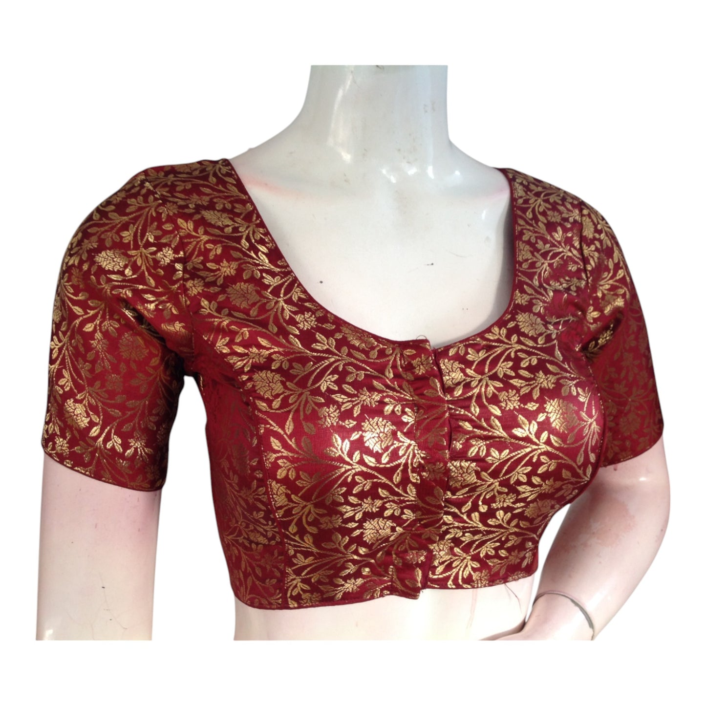 Versatile Maroon Color Brocade Silk Blouse - Ready Made