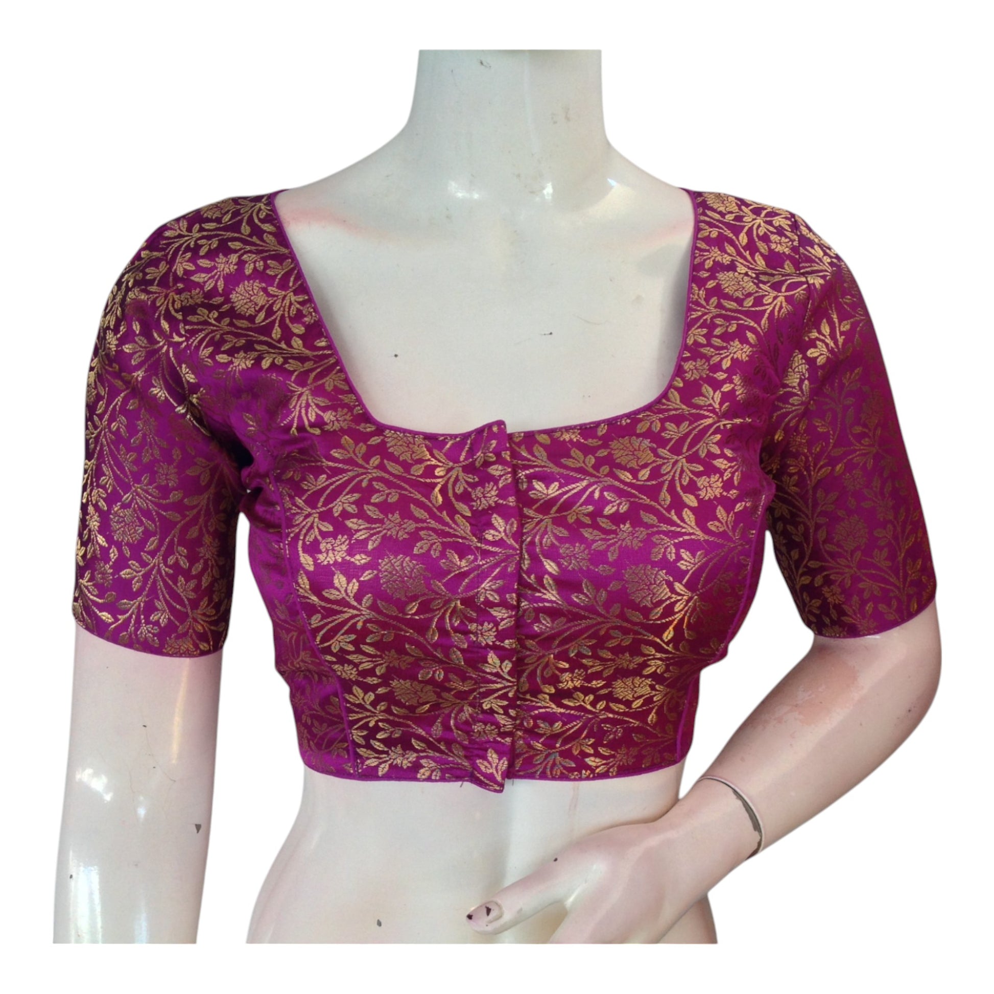  Luxurious Purple Color Brocade Silk Blouse - Ready to Wear