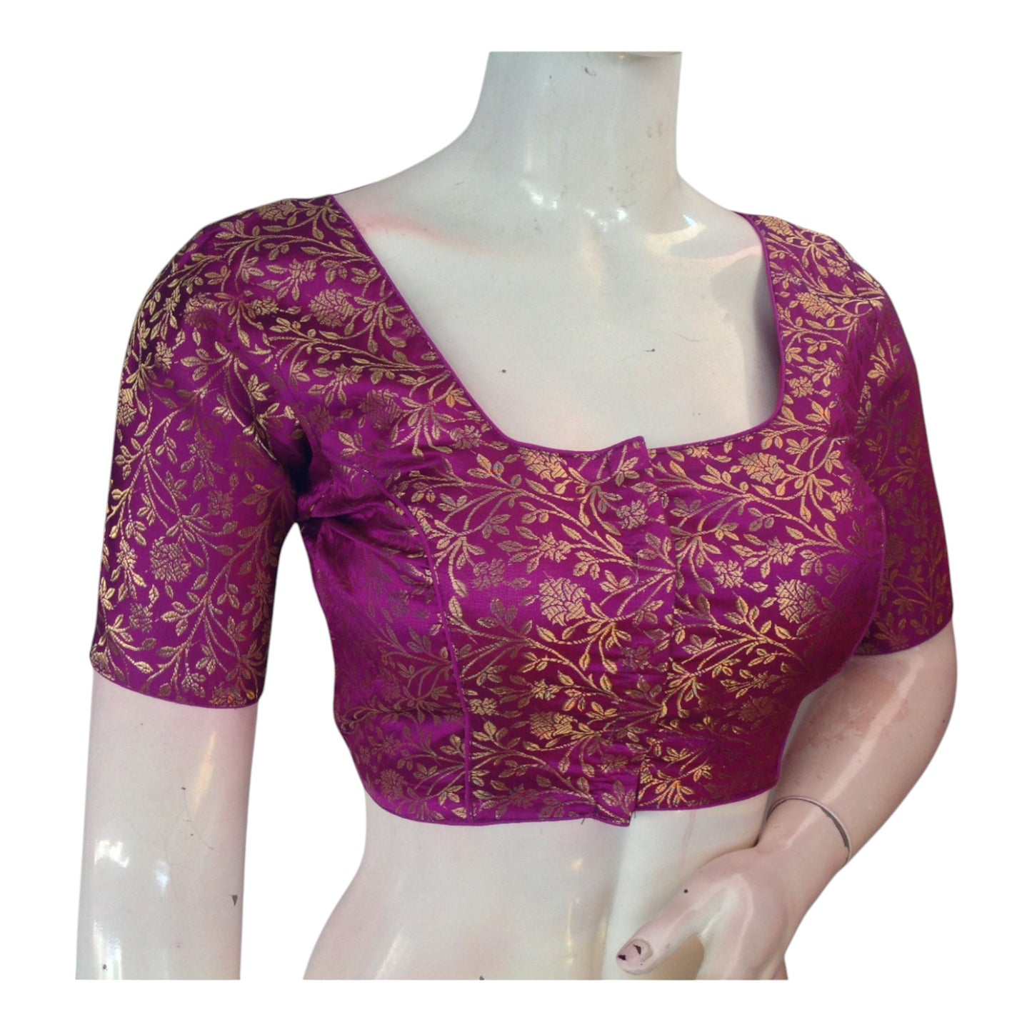 Luxurious Purple Color Brocade Silk Blouse - Ready to Wear