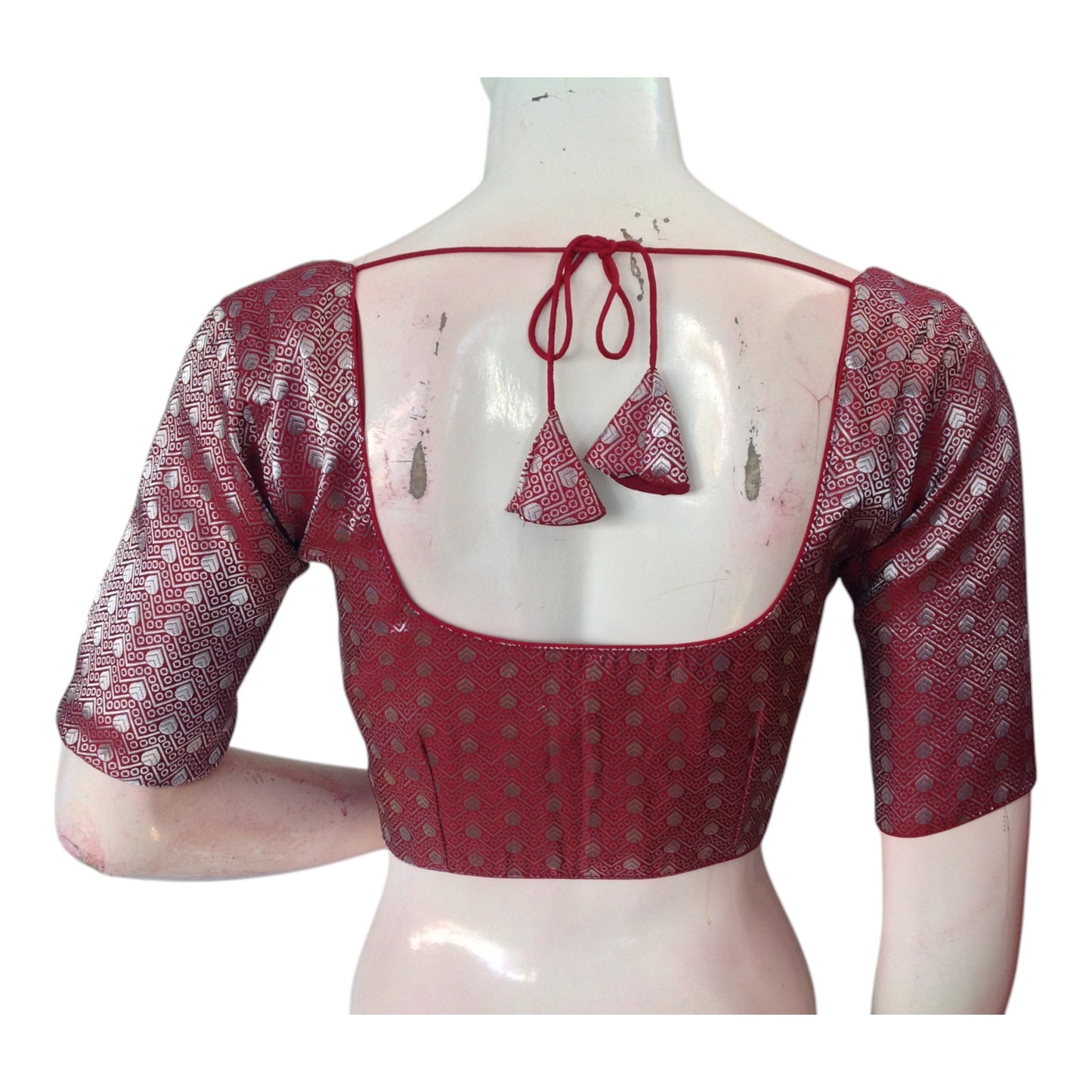 Exquisite Maroon and Silver Banarasi Brocade Readymade Blouse