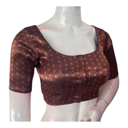 Exquisite Black & Copper Mixed Banarasi Brocade Silk Readymade Blouse