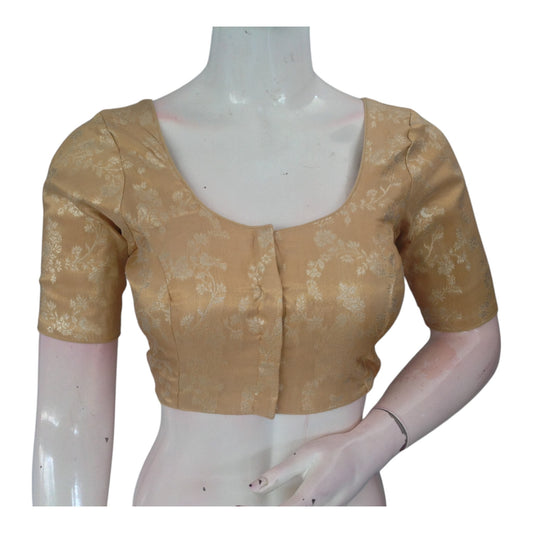 Gold Color Banarasi Tissue Brocade Silk Readymade Blouse | Luxurious & Radiant