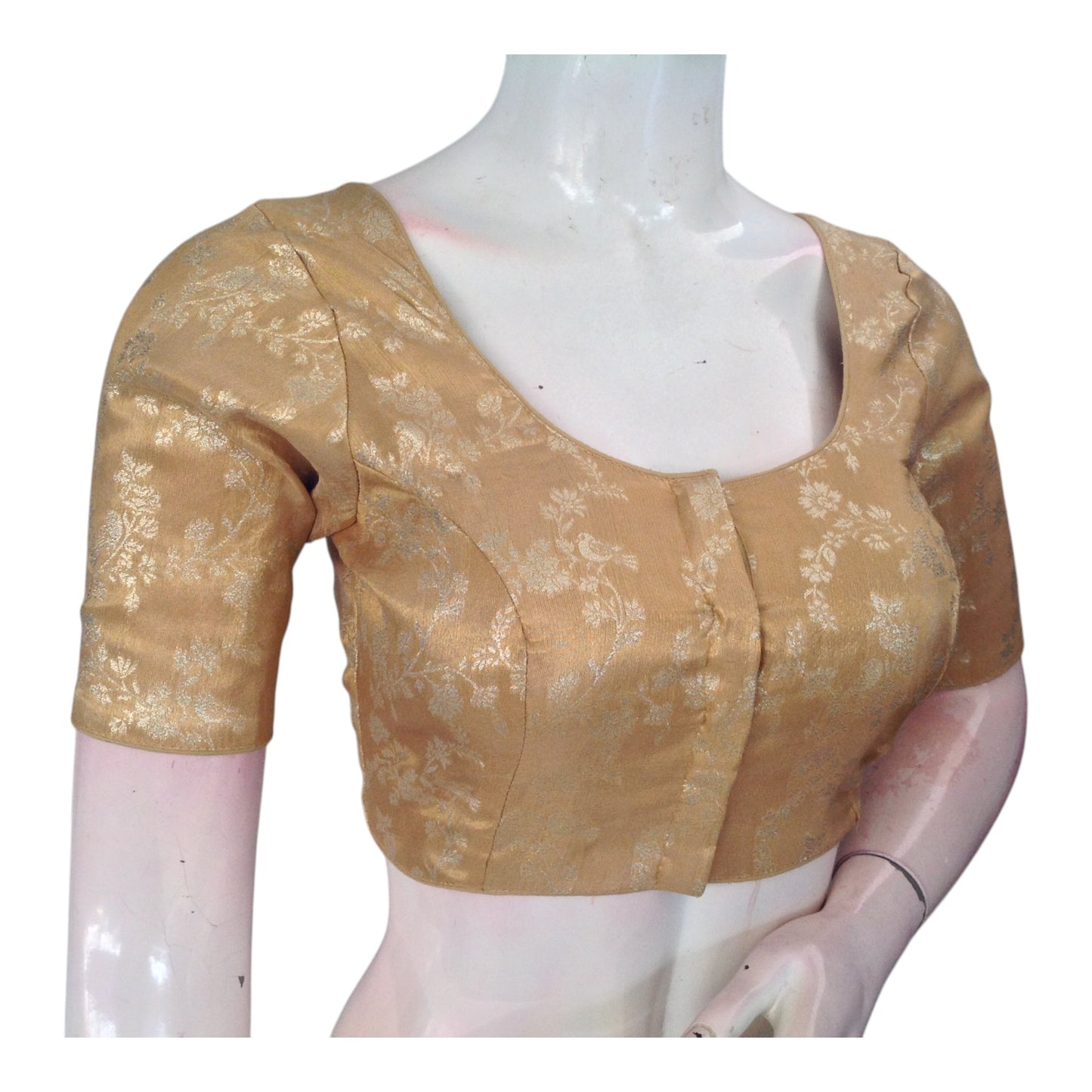 Gold Color Banarasi Tissue Brocade Silk Readymade Blouse | Luxurious & Radiant