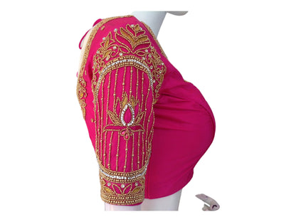 Exquisite Pink Aari Saree Blouses, Handcrafted Readymade Blouse in India