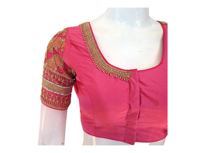 Blush & Bloom, Designer Baby Pink Aari Blouses (Readymade!)