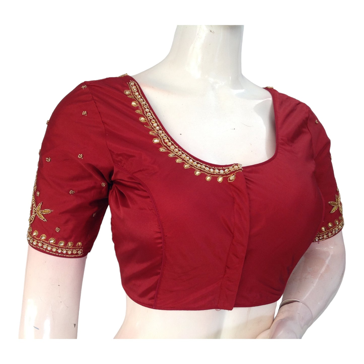 Regal Maroon Aari Work Silk Blouse for Weddings | Handcrafted Indian Elegance