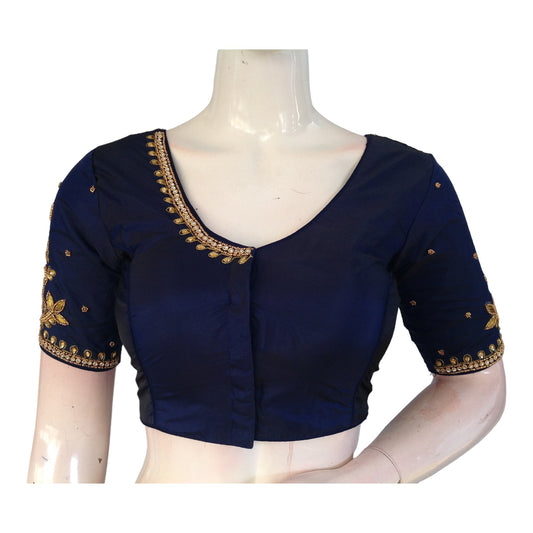 Elegant Navy Blue Blouses | Handcrafted Silk Blouses | India