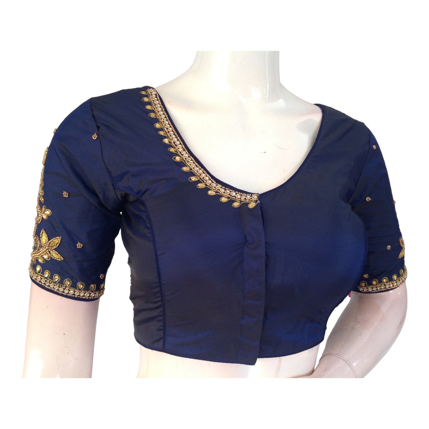 Elegant Navy Blue Blouses | Handcrafted Silk Blouses | India