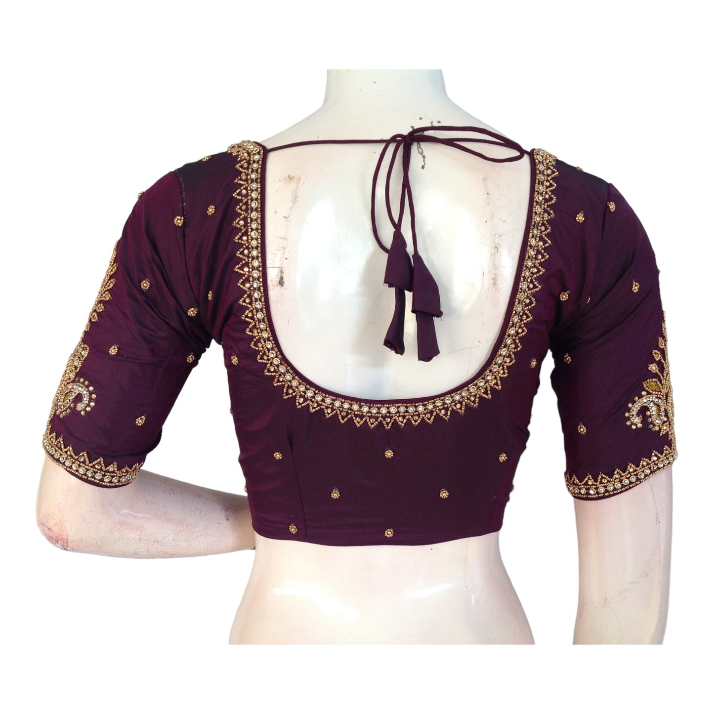 Regal Purple Silk Blouse with Exquisite Aari Handwork for Weddings 