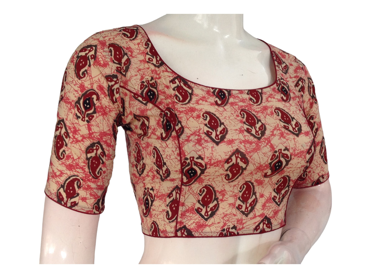 Pretty Pink Cotton High Neck Saree Blouse | Ready made Blouse
