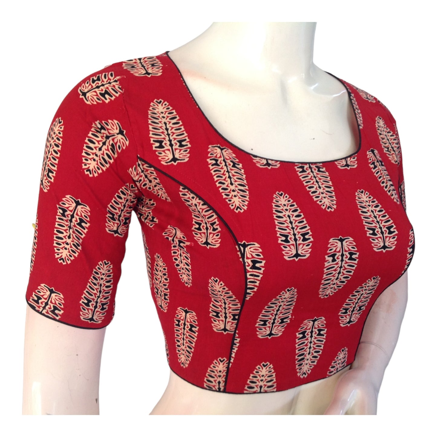 Festive Red High Neck Saree Blouse | Premium Cotton | Handcrafted in India