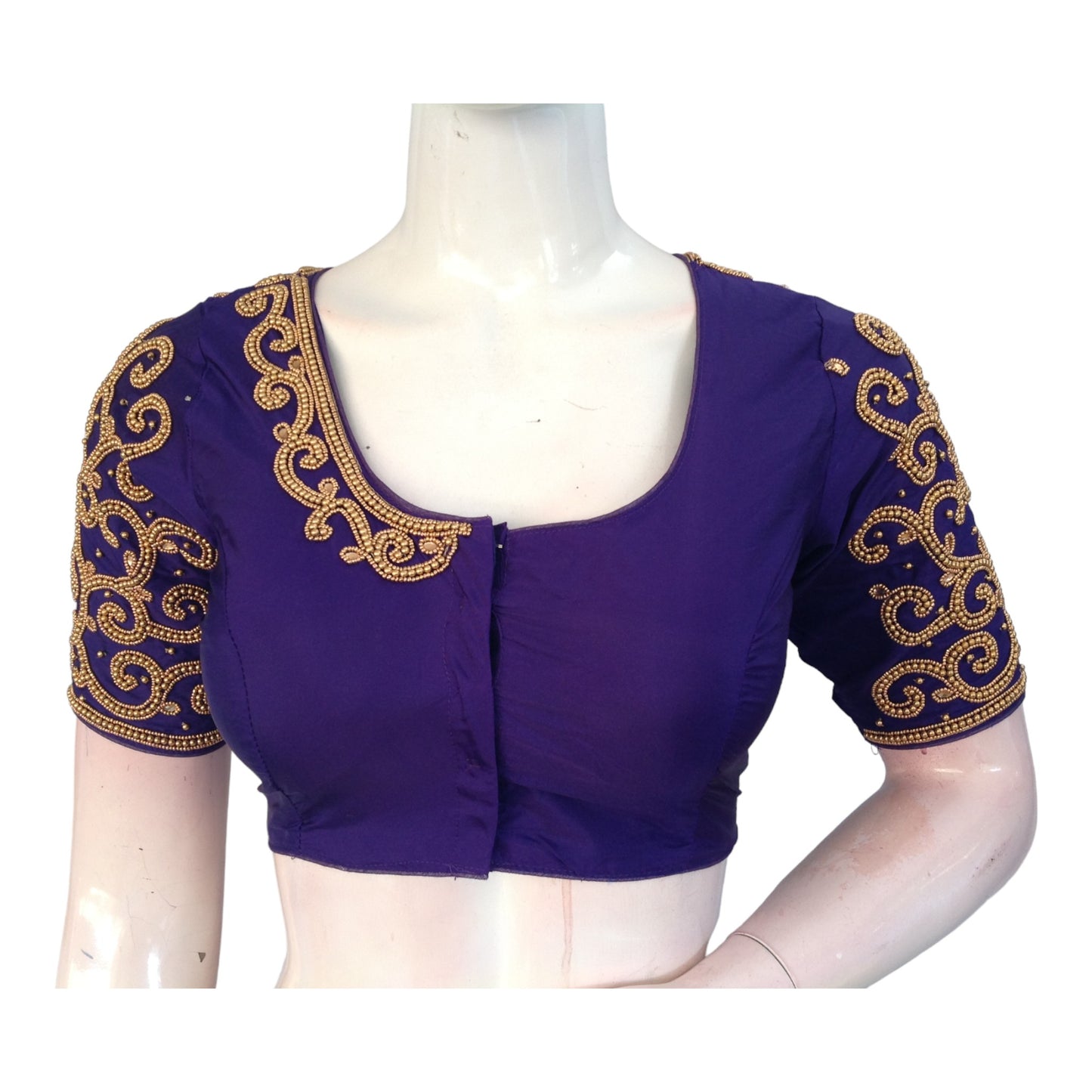 Exquisite Dark Purple Aari Hand Work Saree Blouses| Party Wear | Made in India