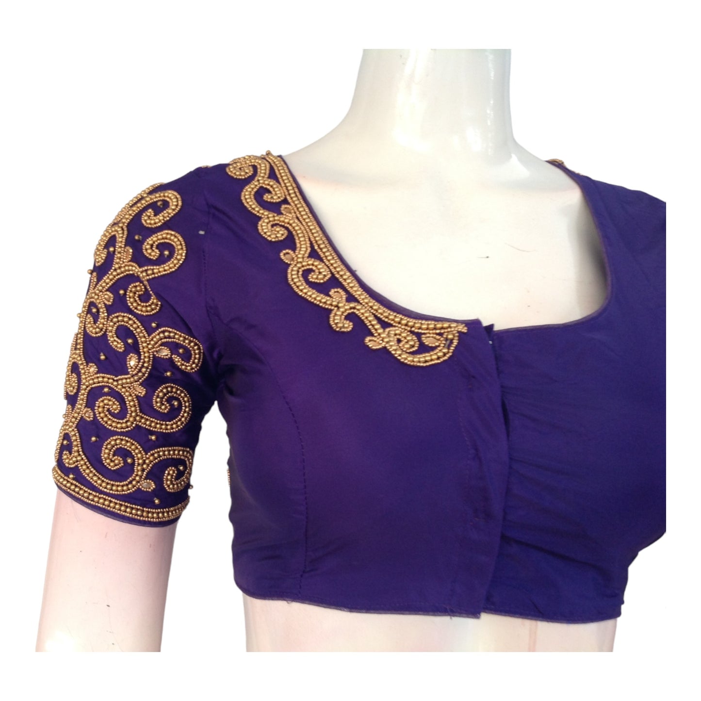 Exquisite Dark Purple Aari Hand Work Saree Blouses| Party Wear | Made in India