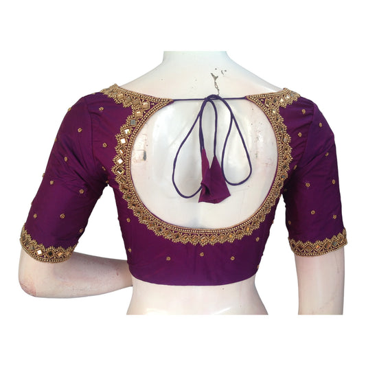 Purple Reign: Wedding Aari Handwork Saree Blouses for the Modern Queen