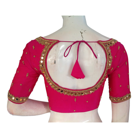 Rani Pink Aari Hand Work Blouse Designs | Regal & Radiant