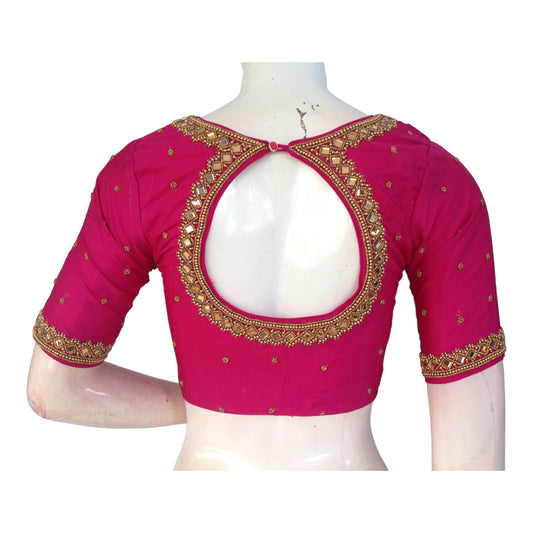 Pink Aari Hand Work Blouse Designs | Pretty & Playful