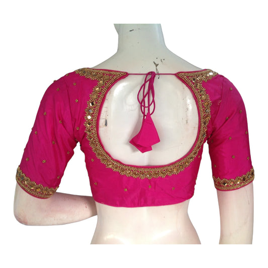 Pink Aari Hand work Blouses for Every Occasion | Vibrant & Versatile