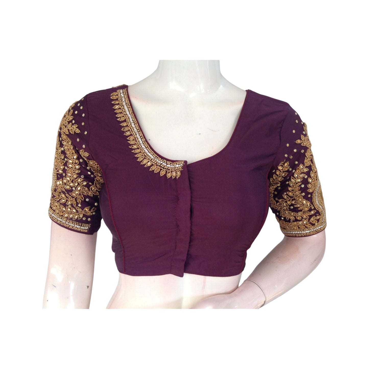 Handcrafted Dark Purple Aari Blouse |  Wedding & Festivel Wear 