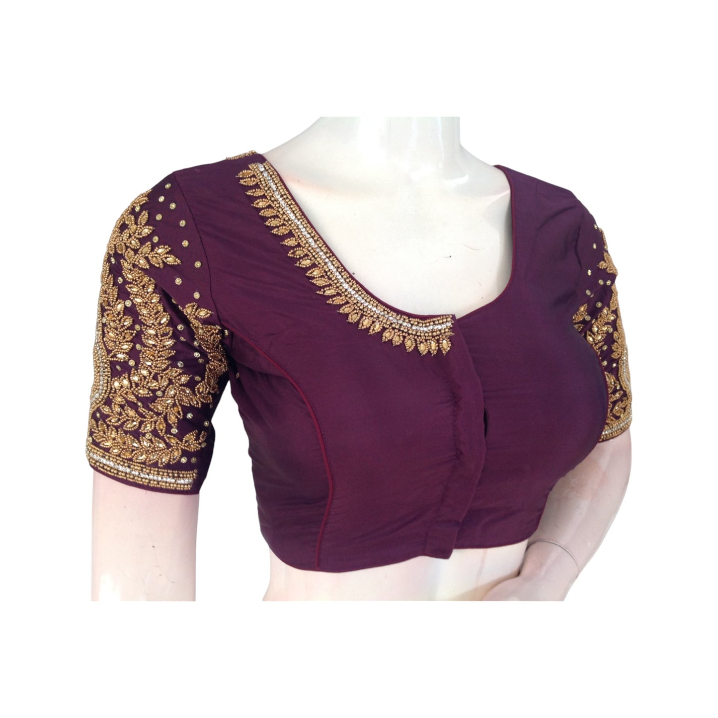 Handcrafted Dark Purple Aari Blouse |  Wedding & Festivel Wear