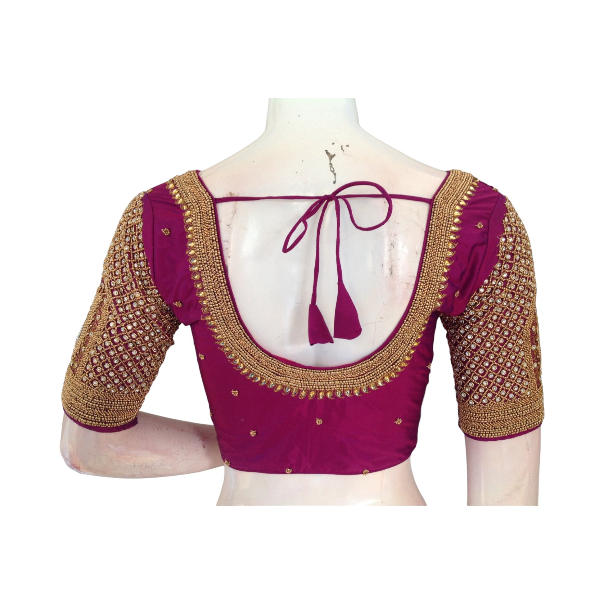 Dark Magenta Aari Work Blouse | Exquisitely Handcrafted | Indian Bridal Wear