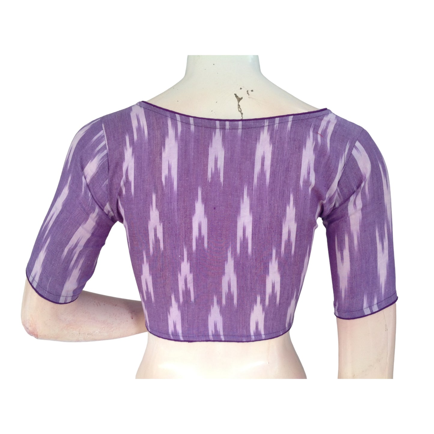 Royal Radiance: Purple Cotton High-Neck Readymade Saree Blouse