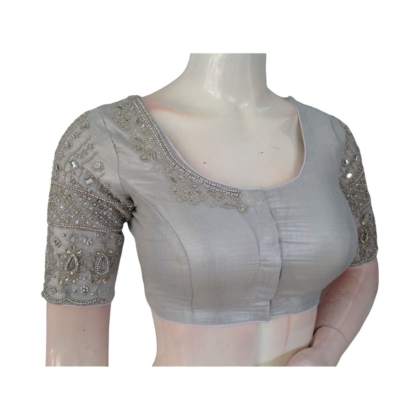 Artistry Silver | Aari Tissue Silk Blouse | Festive & Wedding Wear | India