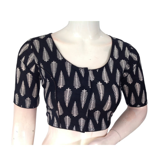 Modern Black High Neck Blouse: Breathable Cotton Comfort