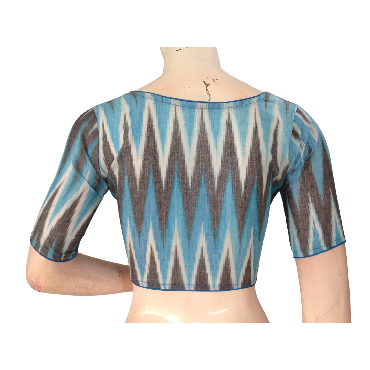 Luxurious Comfort: Blue Cotton High Neck Blouse