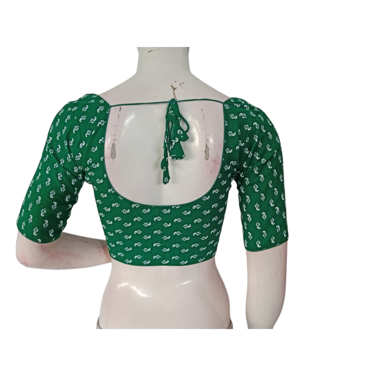 Fresh & Vibrant: Green Color Cotton Printed Readymade Saree Blouse