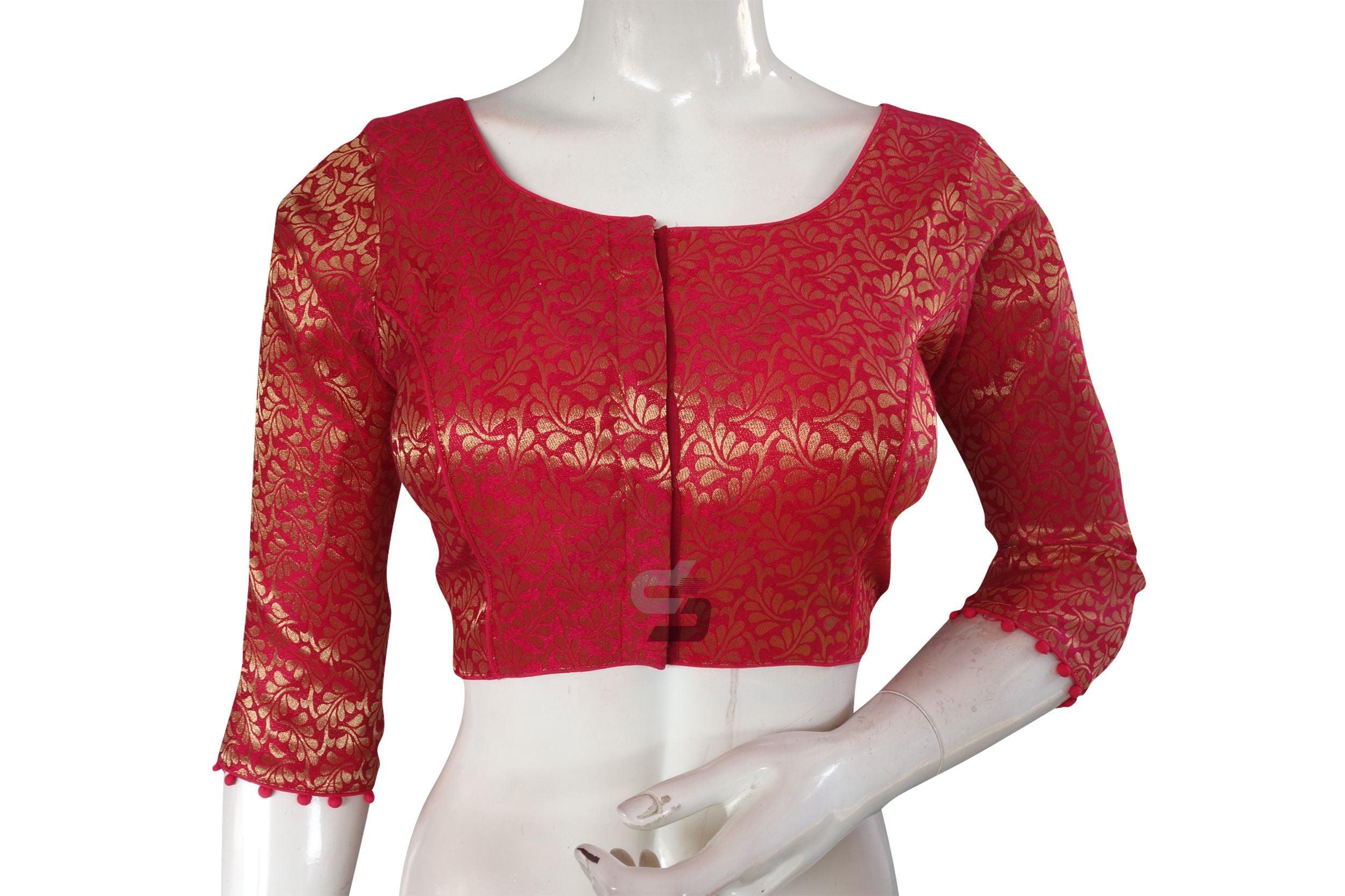 Pink Color Brocade Silk 3/4th Sleeves Readymade Blouse – D3blouses