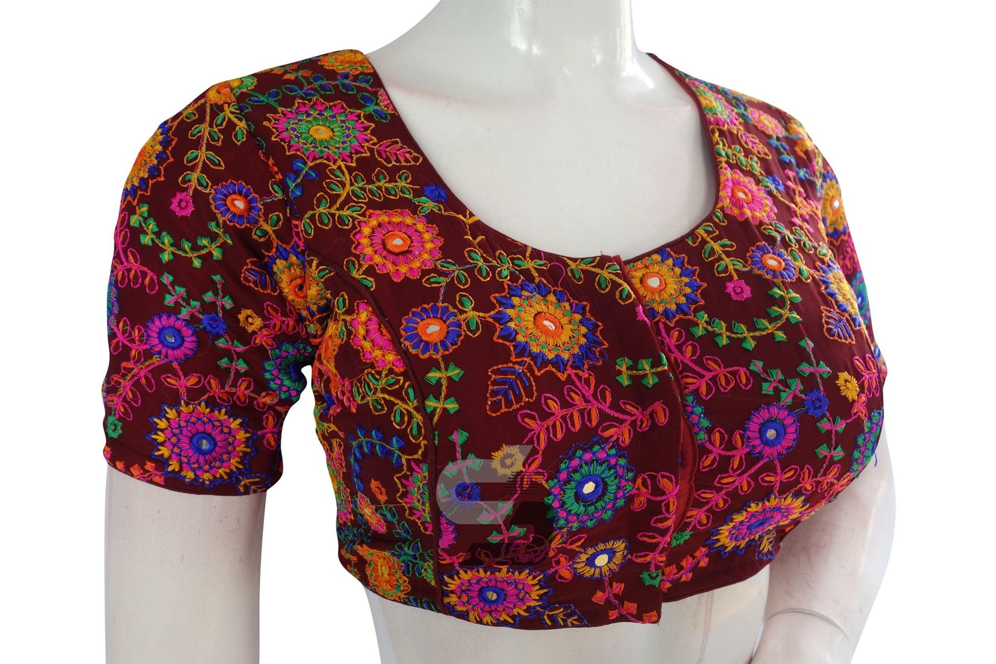 Maroon Color Multi Thread Embroidery Readymade Blouse - D3blouses