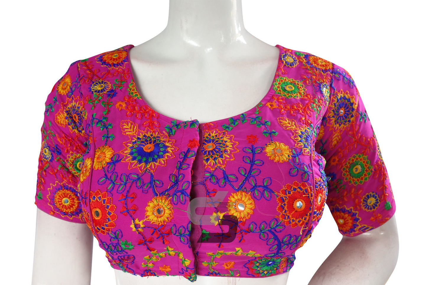 Magenta Color Multi Thread Embroidery Readymade Blouse