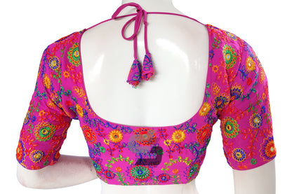 Magenta Color Multi Thread Embroidery Readymade Blouse