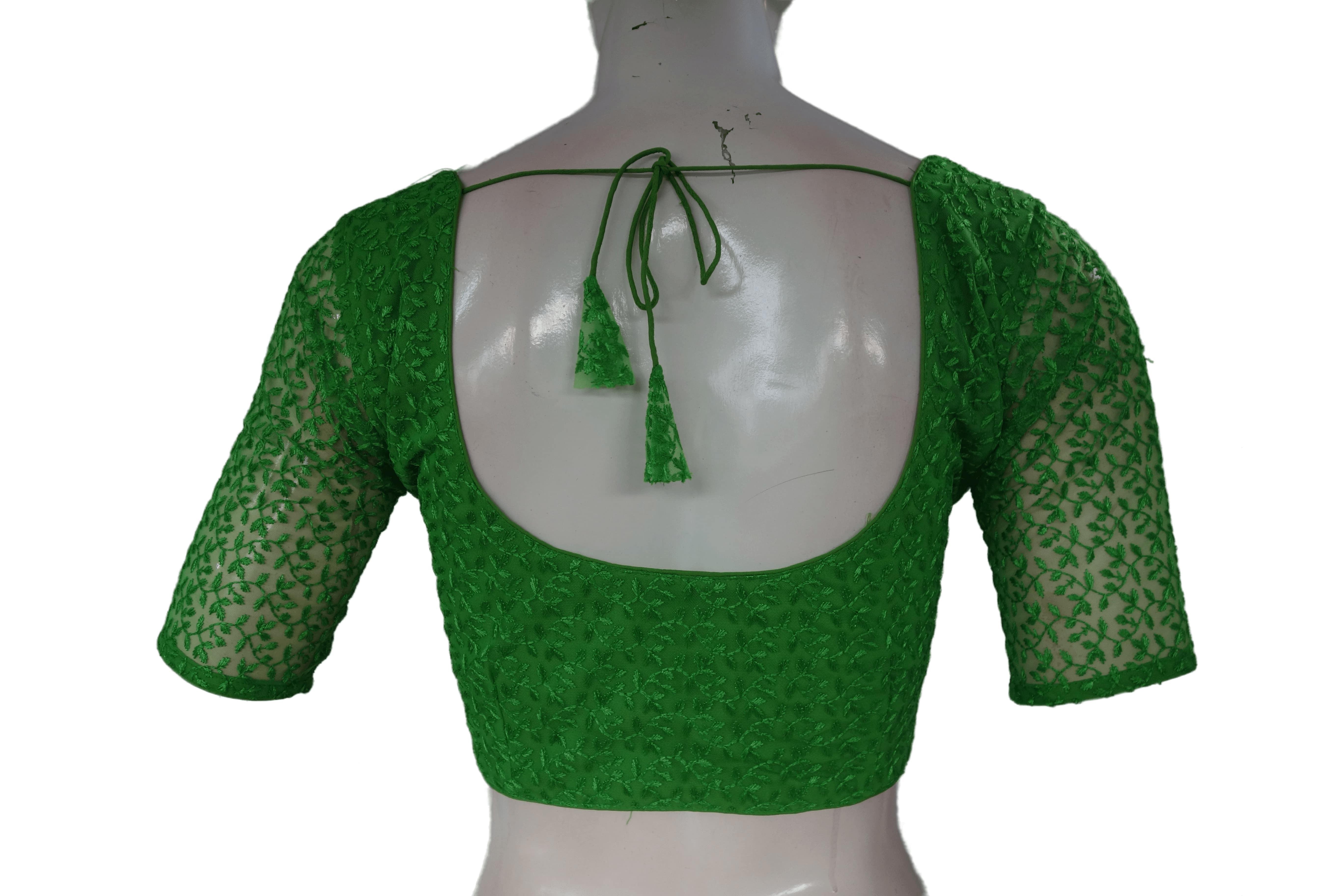 Embroidered Green Saree With Blouse 2497SR10