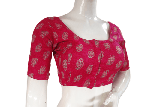 Pink Color Cotton Printed Readymade Saree Blouse - D3blouses