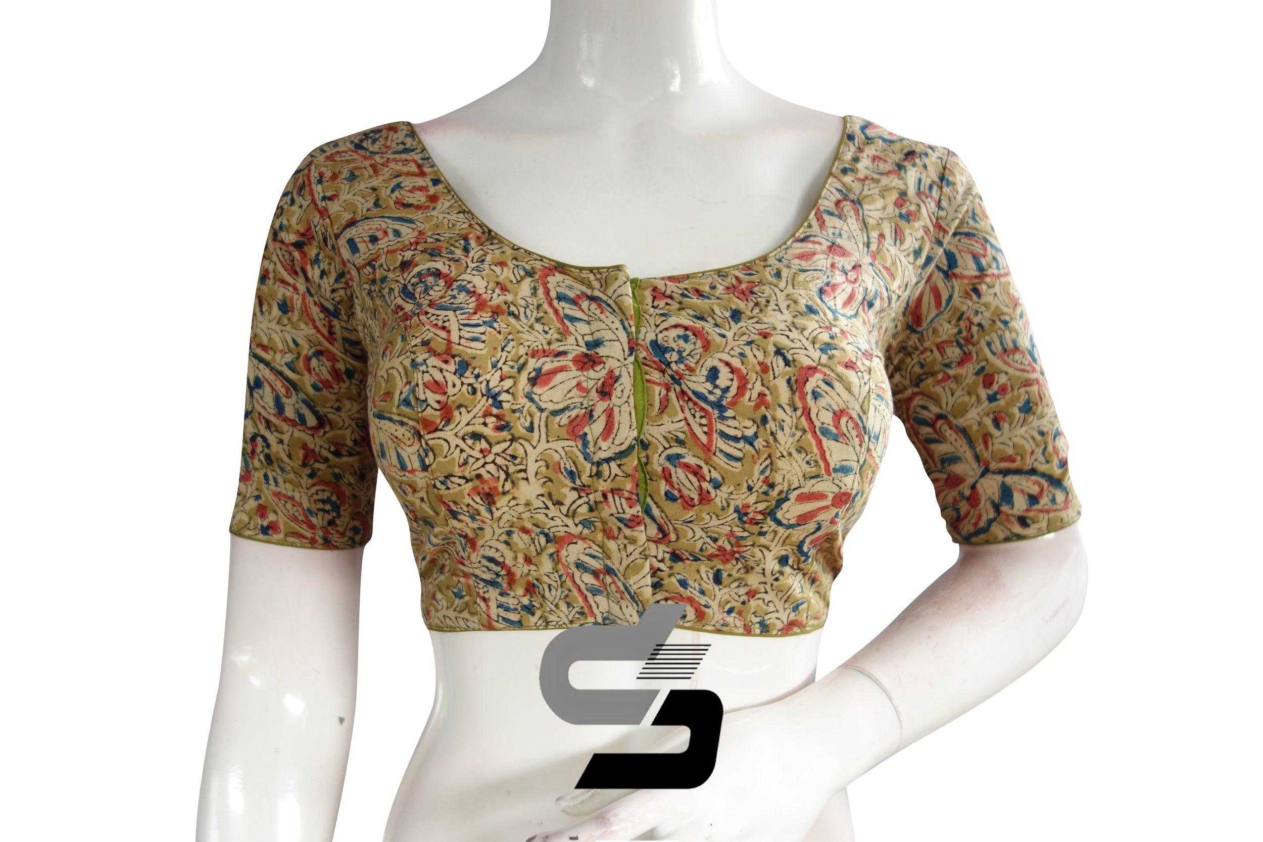 Size 38-40 Pure Cotton Kalamkari Design Readymade Blouse | Indian buying Blouse for Sari