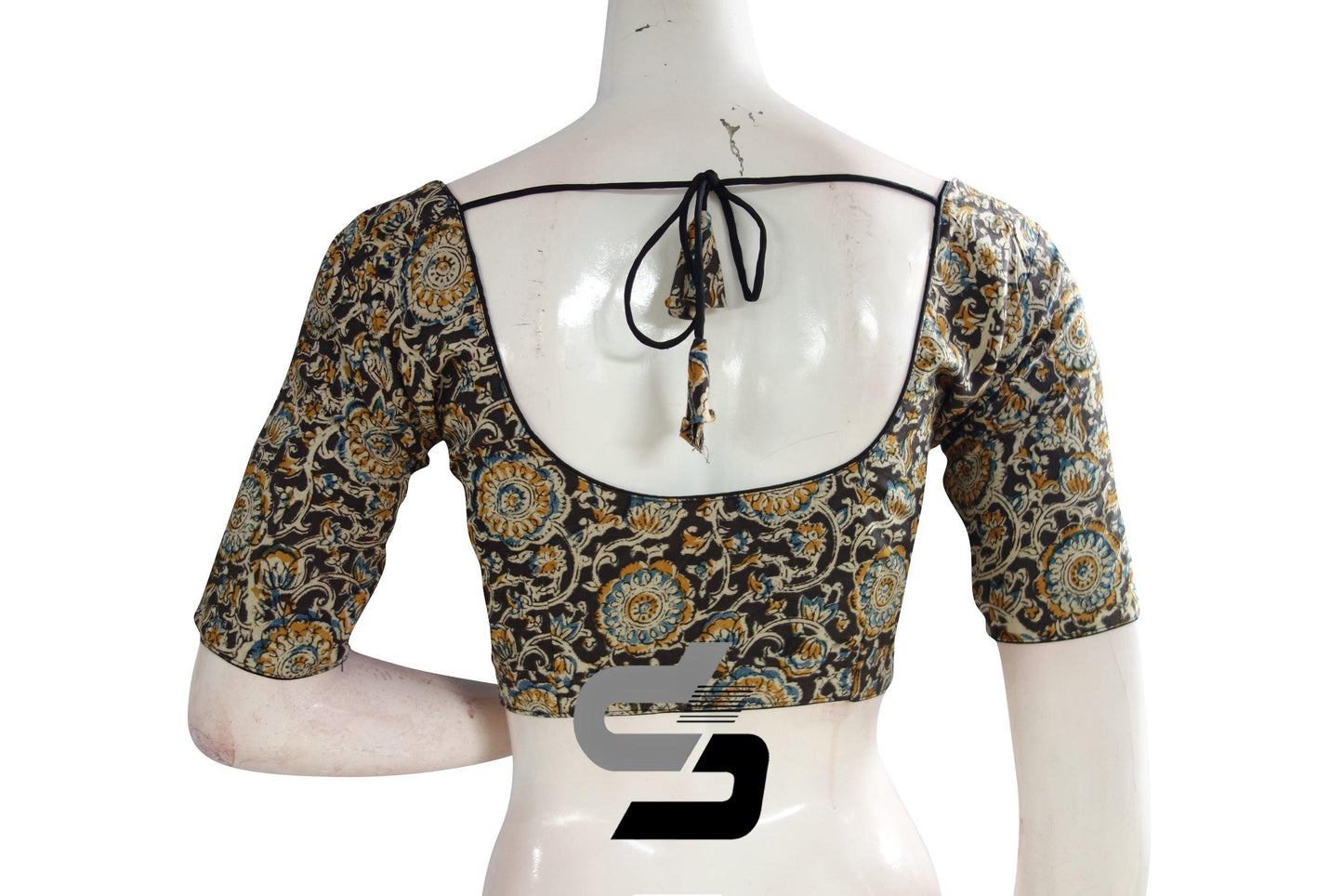 Kalamkari Cotton Readymade Saree Blouse, Indian Readymade Blouse,Crop top, Tunic top - D3blouses