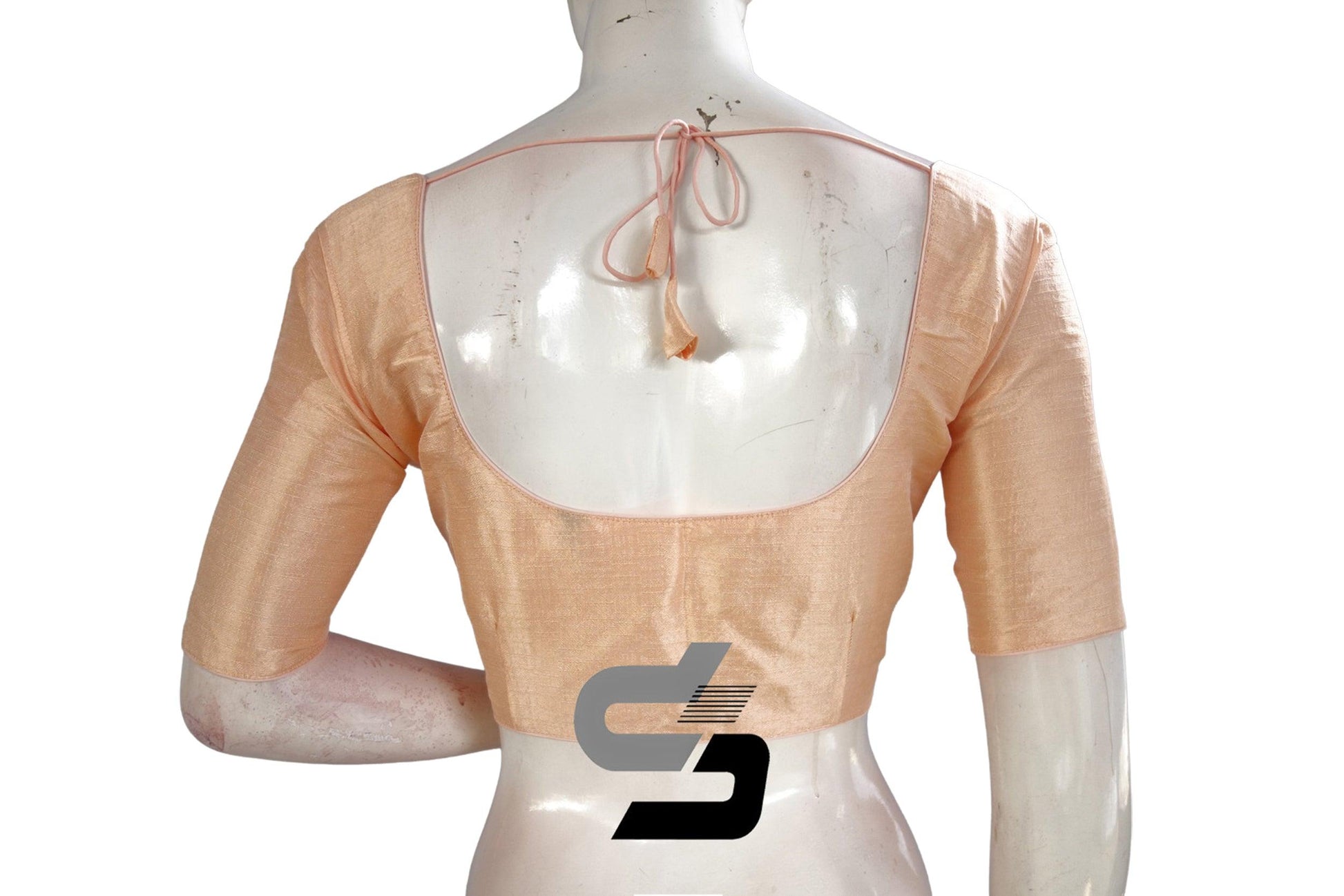 Peach Color Plain Semi Silk Readymade Saree Blouse, Indian Readymade Blouse - D3blouses