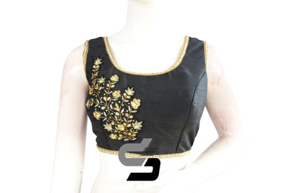 Black Color Semi Silk Designer Party Wear Readymade Blouse/ Indian Crop Tops - D3blouses