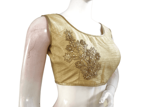 Gold Color Embroidery Party Wear Readymade Blouse - D3blouses