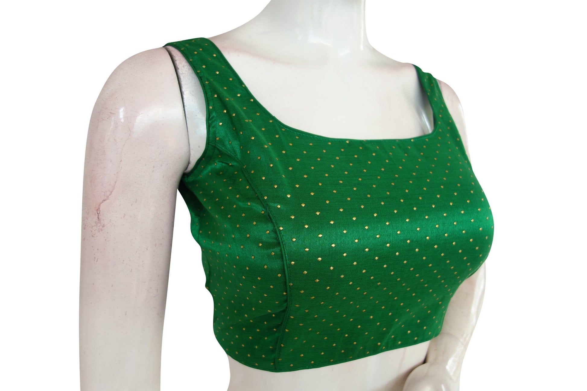 green color semi silk designer readymade blouse with face mask