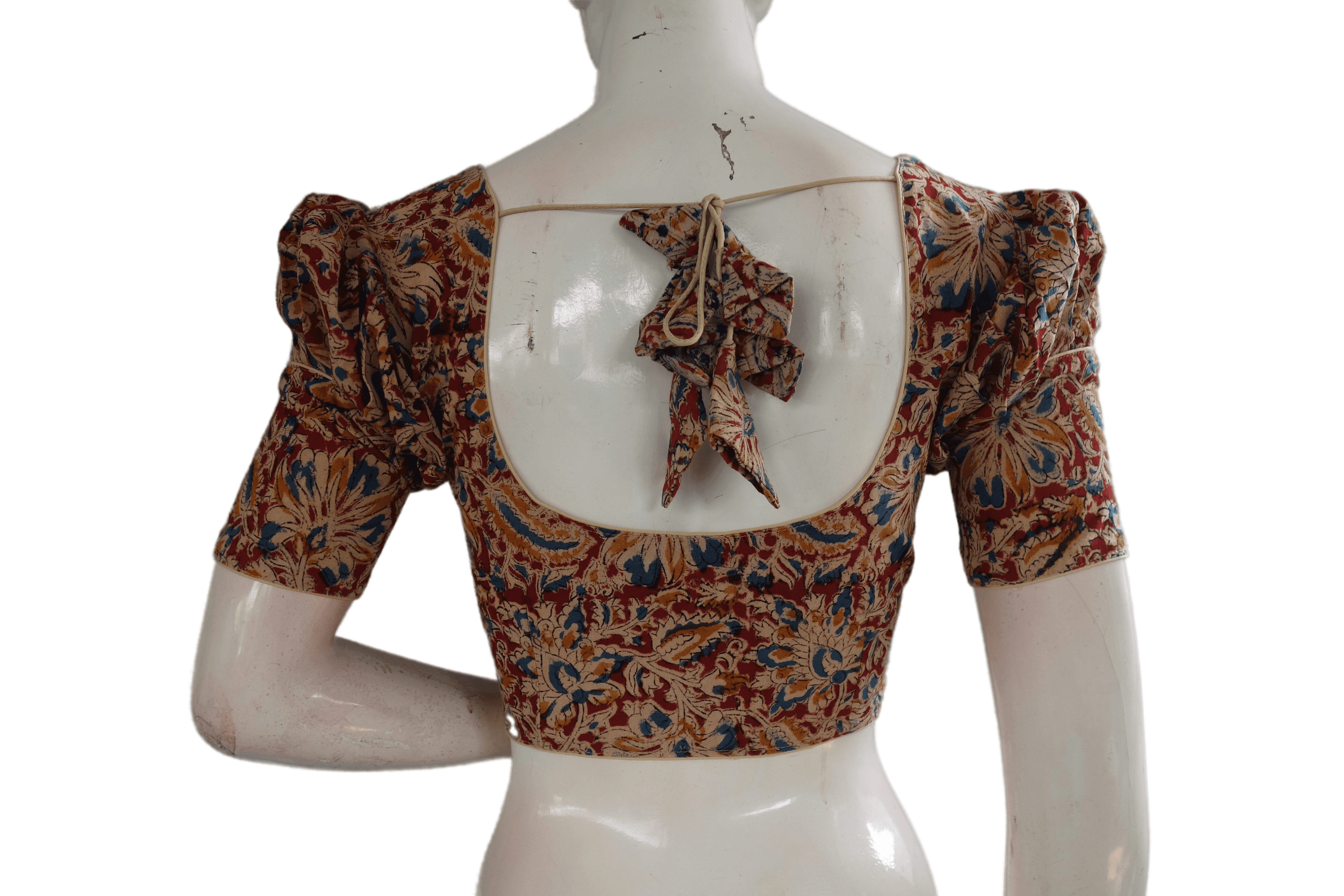 Kalamkari Readymade Saree Blouse With Puff Sleeves, Kalamkari Designer –  D3blouses