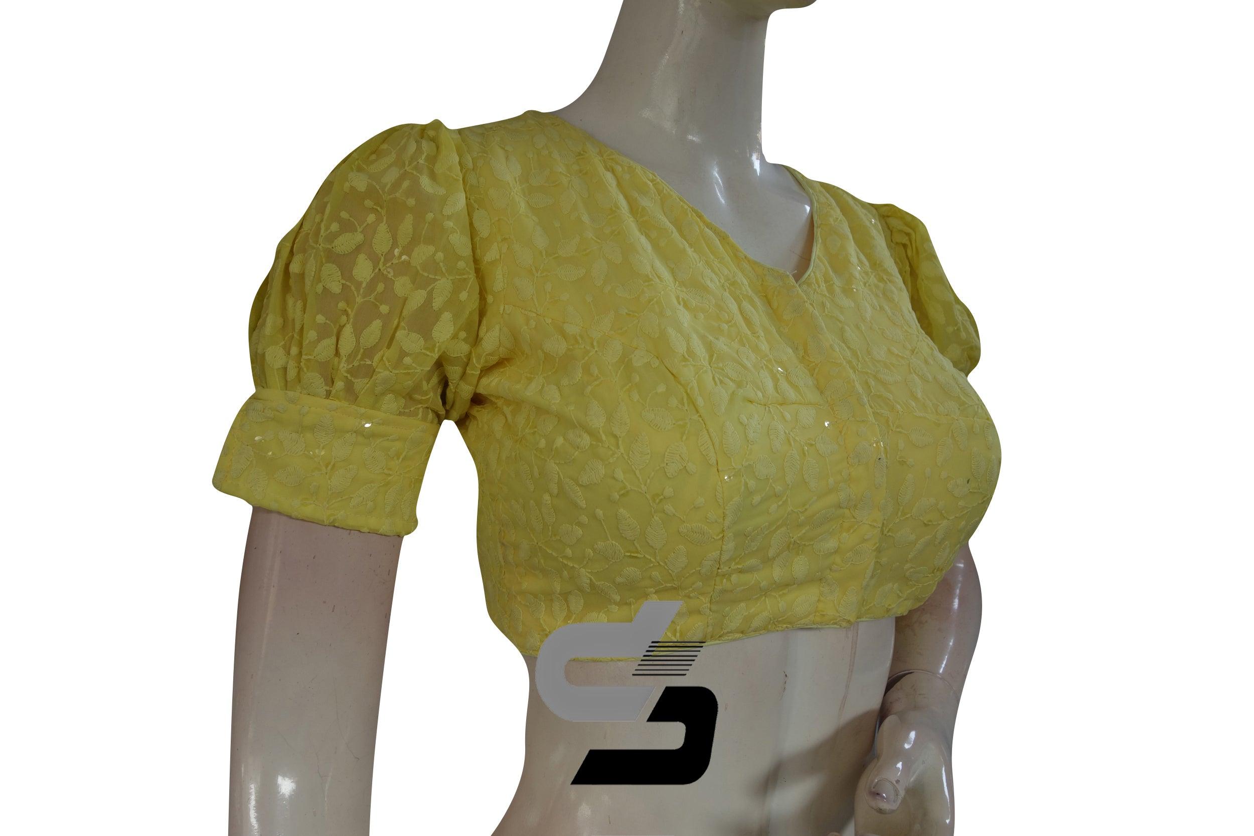 Yellow - Floral Print - Readymade Saree Blouse Designs Online: Buy Fancy  Blouses at Utsav Fashion