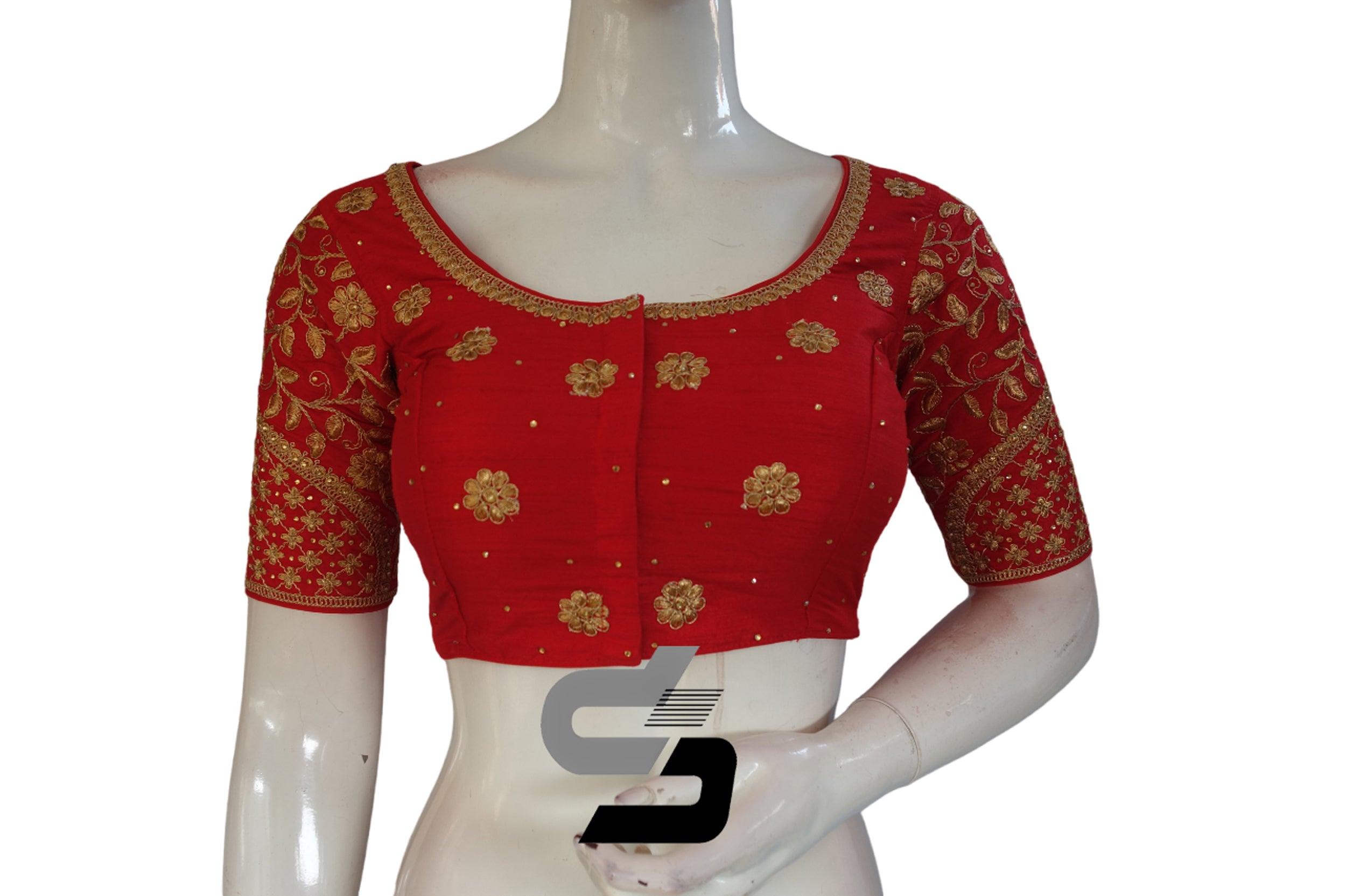 Fantastic Red organza Silk Saree Blouse Designs – TheDesignerSaree