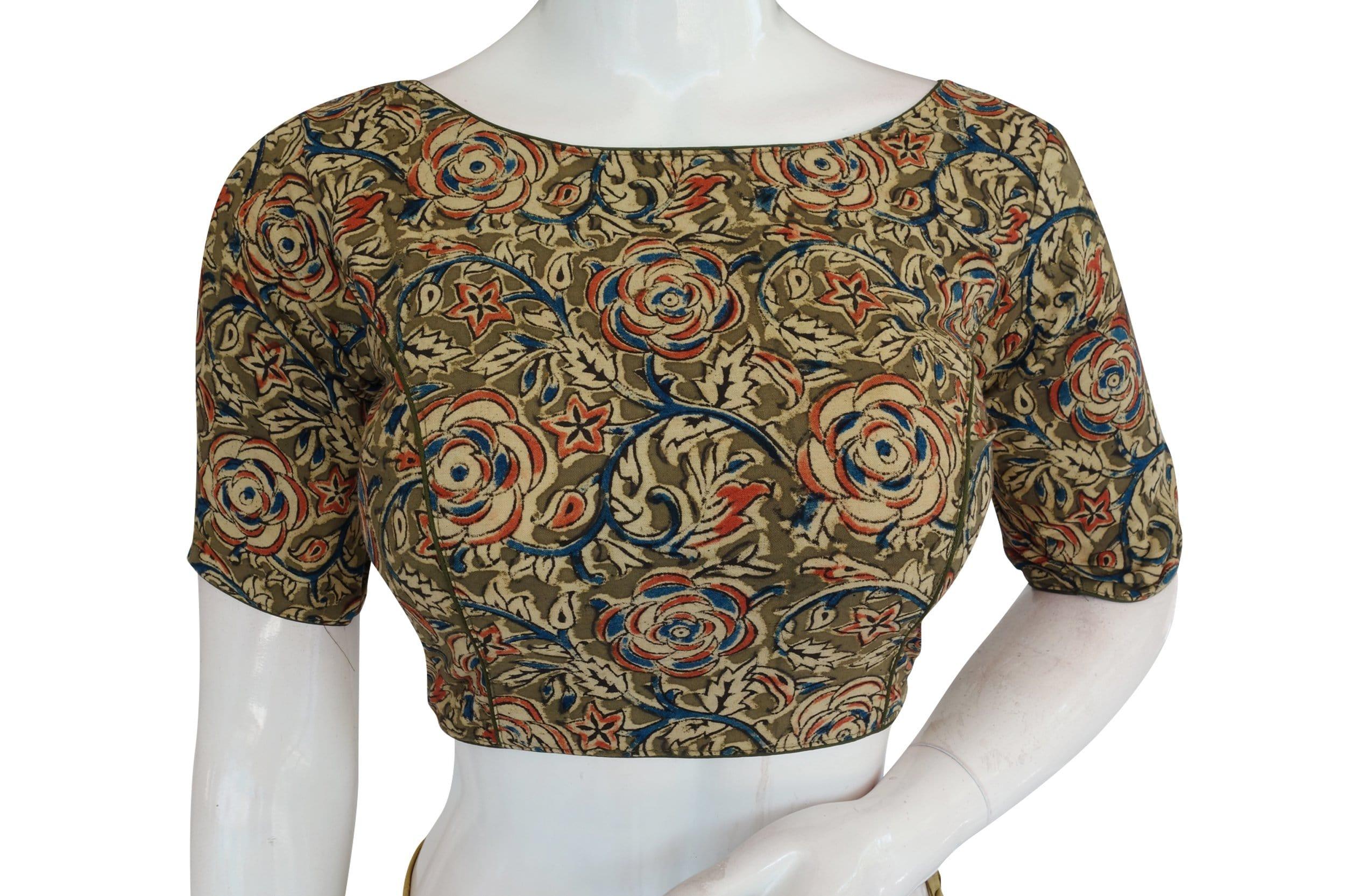 Kalamkari blouse sale designs boat neck